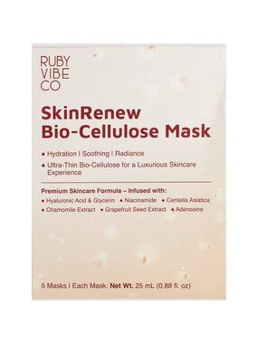 SkinRenew Cellulose Face Mask, Hydrating & Soothing Sheet Mask 5 Masks, 25 mL